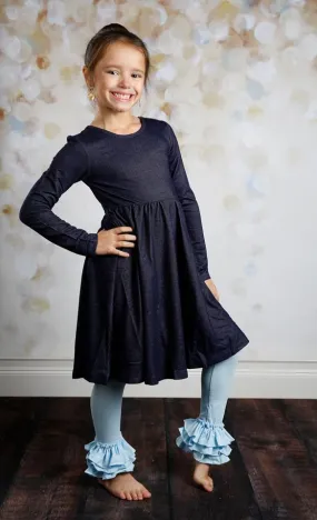 Bella Triple Ruffle Pants - Sky