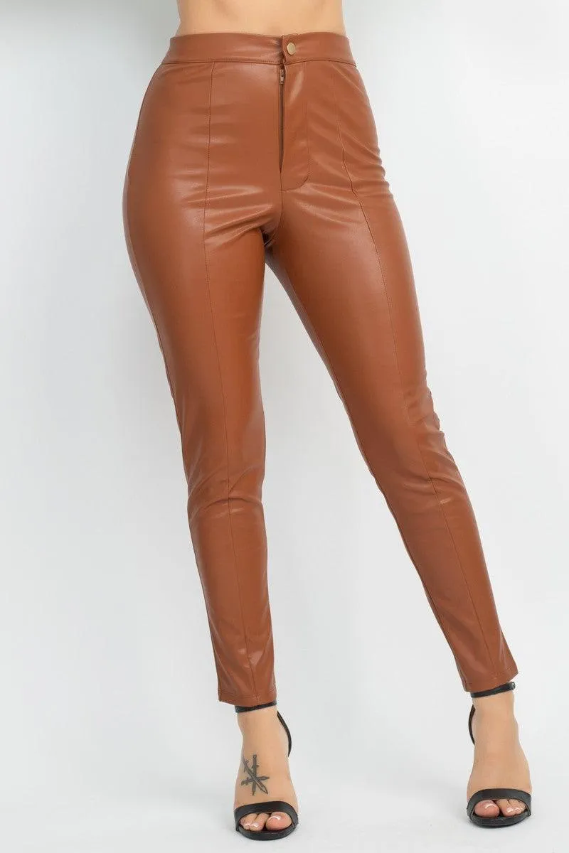 faux leather high waist skinny pants