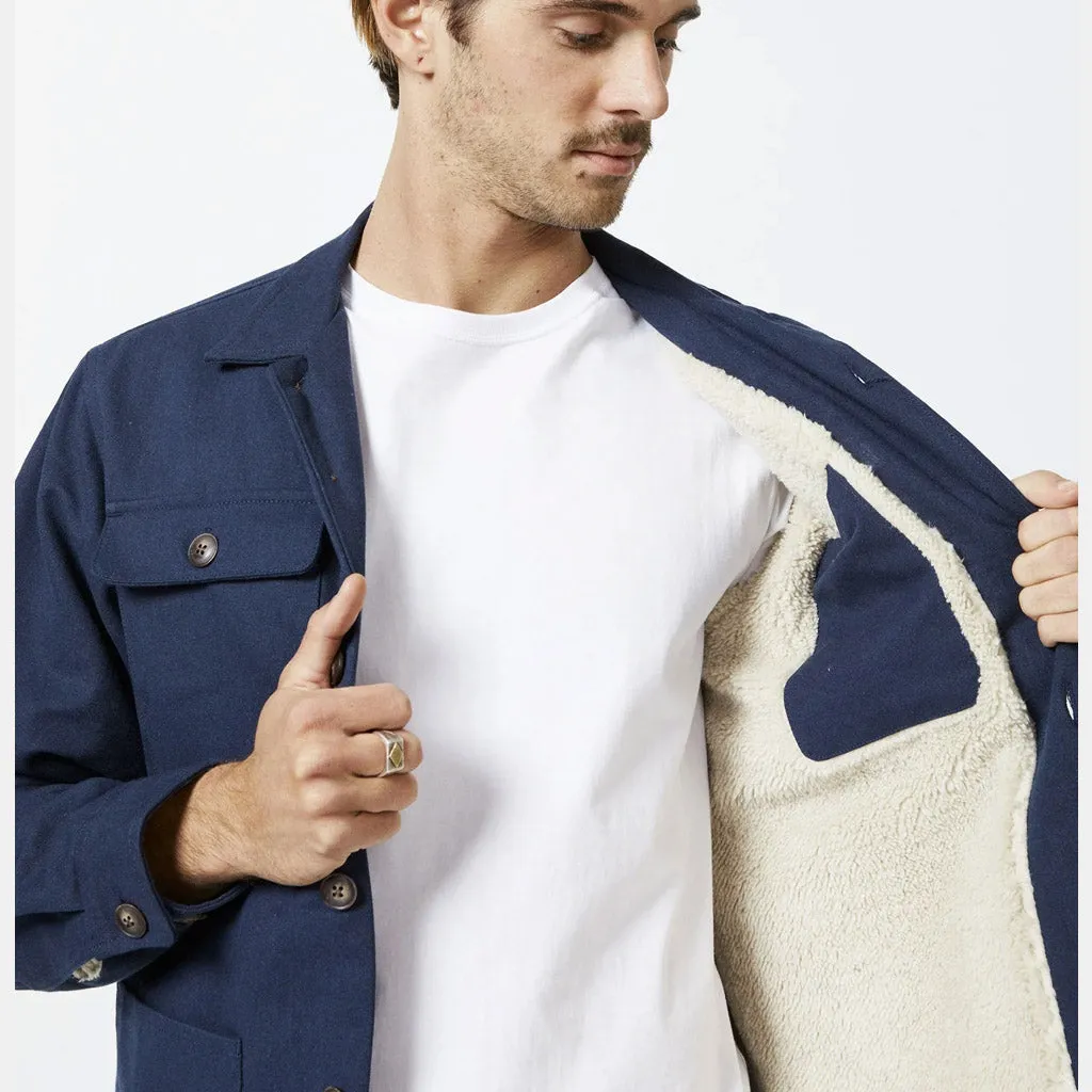 MR SIMPLE : STOCKYARD SHERPA JACKET : NAVY