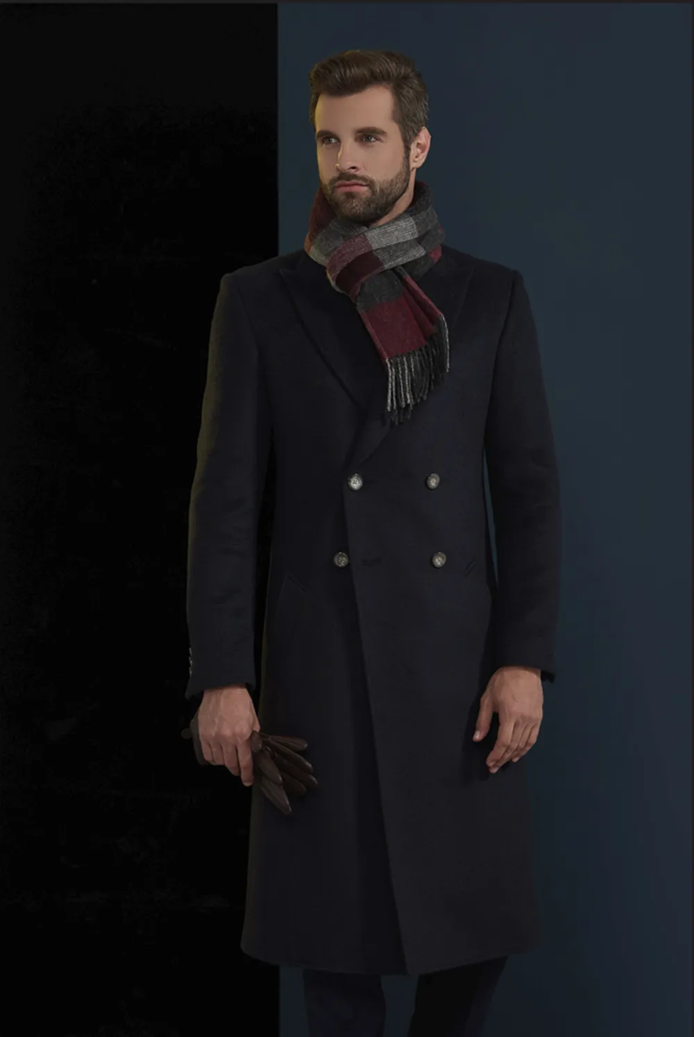 Navy Wool/ Cashmere Double Breasted Overcoat Style (DB2 2) E60245/500