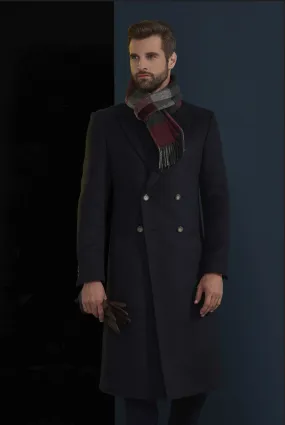 Navy Wool/ Cashmere Double Breasted Overcoat Style (DB2 2) E60245/500
