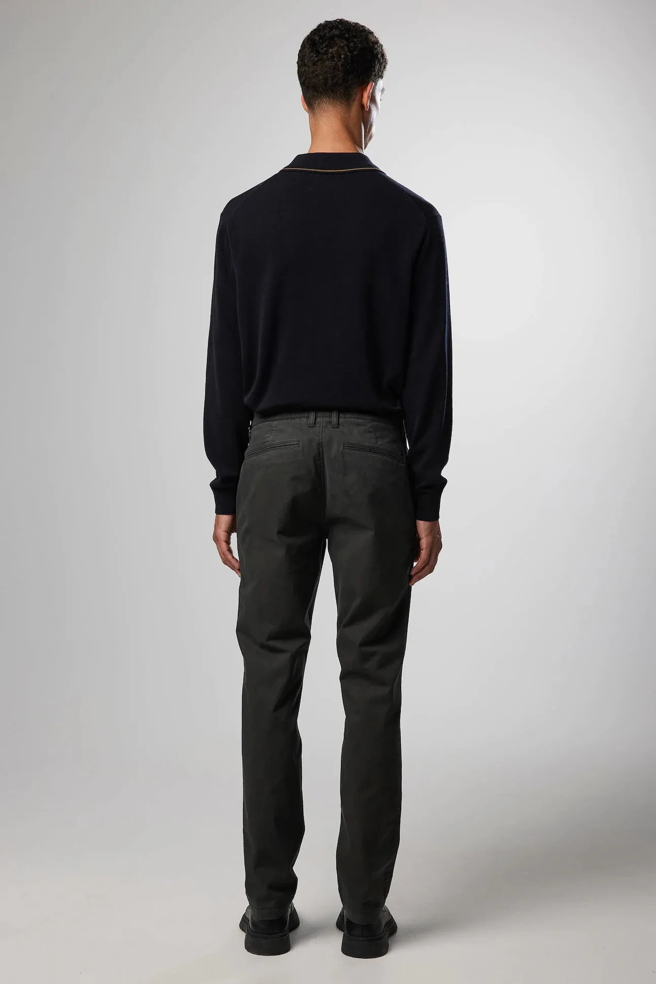 No Nationality Marco Slim Cotton Chino in Khaki Grey