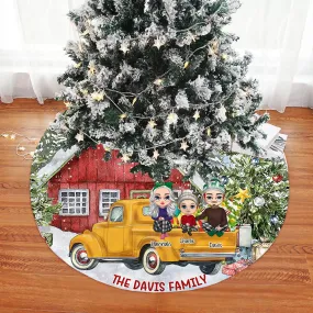 On-The-Car Together Personalized Christmas Pencil Tree Skirt For Family