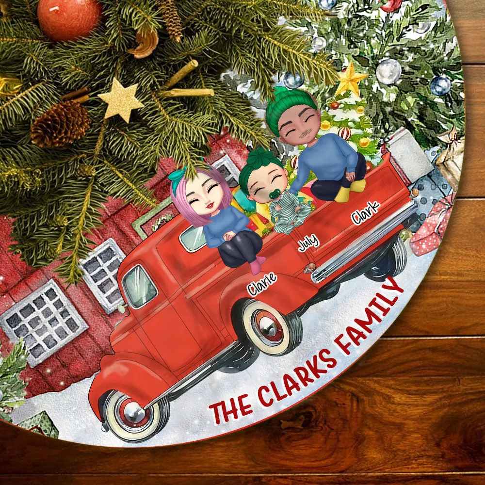 On-The-Car Together Personalized Christmas Pencil Tree Skirt For Family