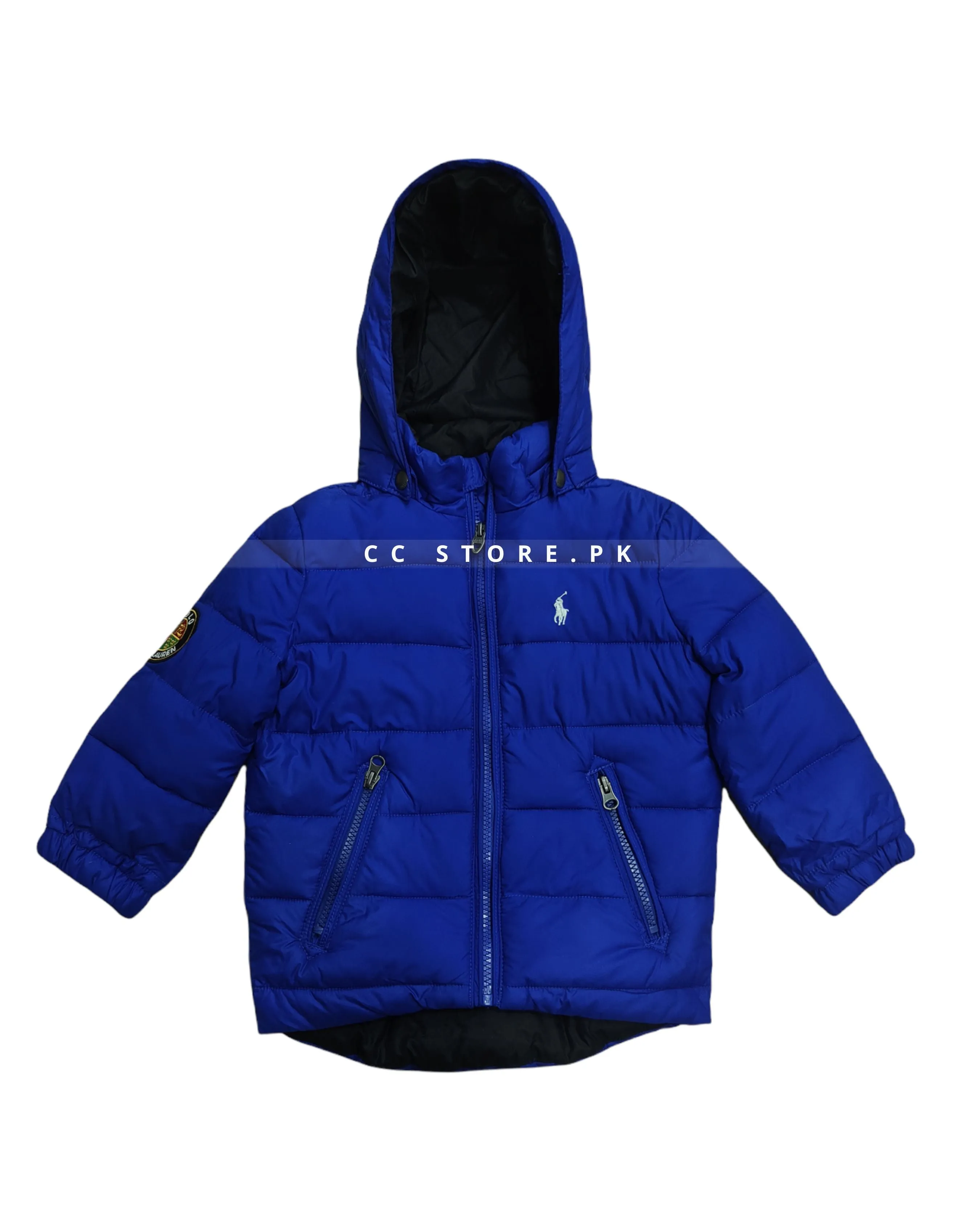 RL Kids Blue Puffer Jacket with Removable Hood