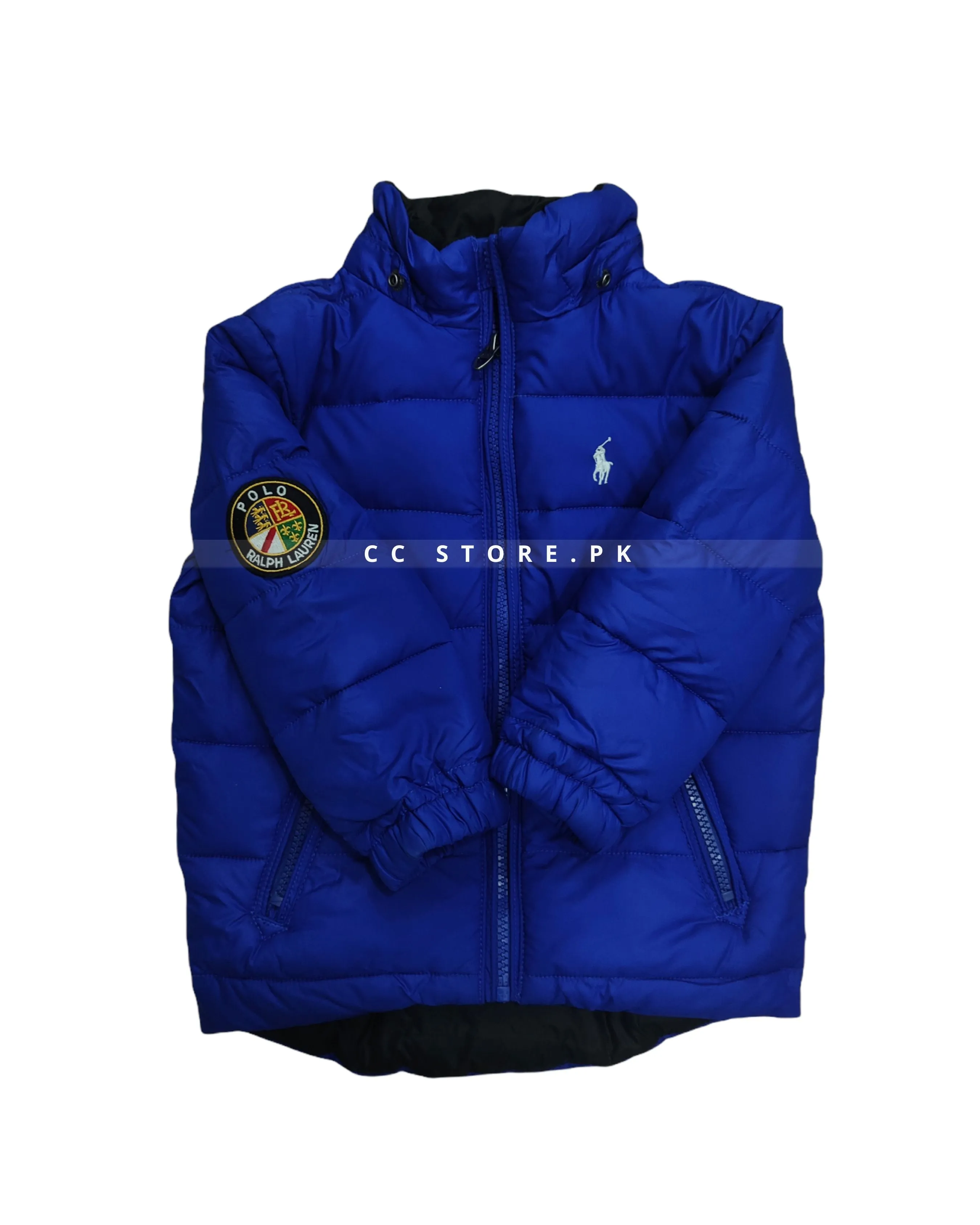 RL Kids Blue Puffer Jacket with Removable Hood
