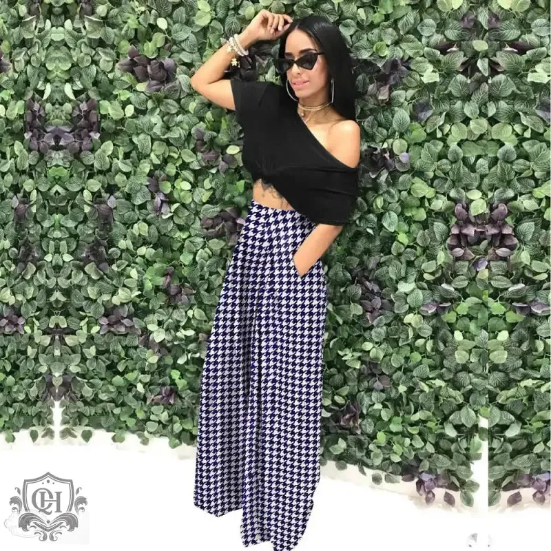 Wide Leg Houndstooth Pants