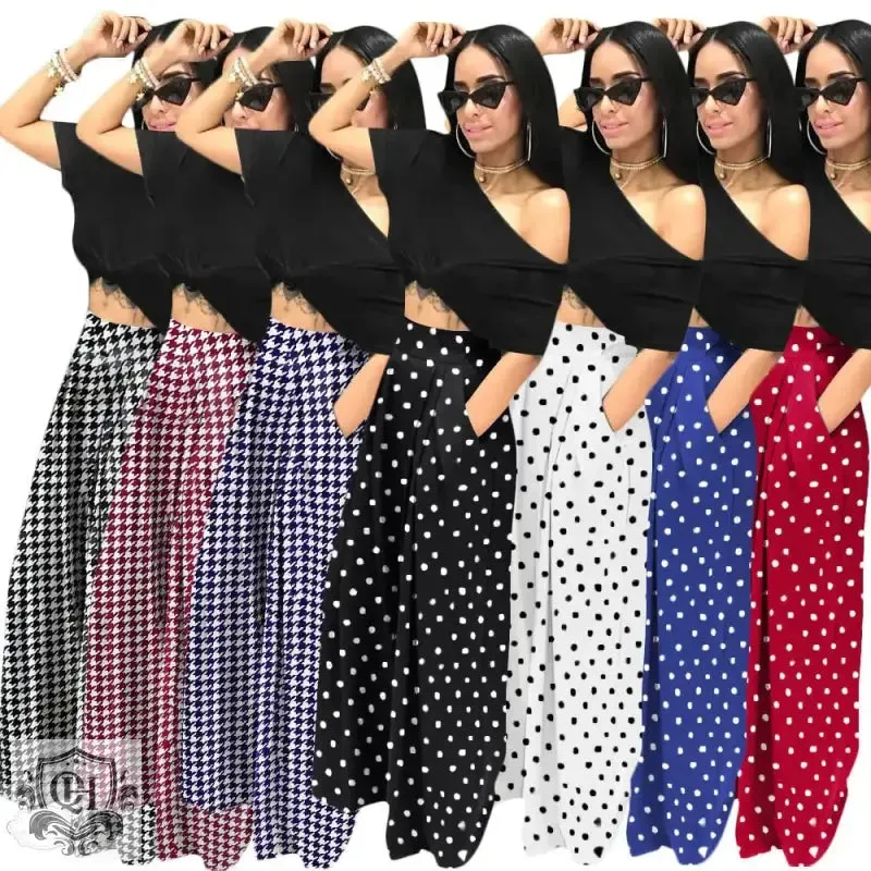 Wide Leg Houndstooth Pants