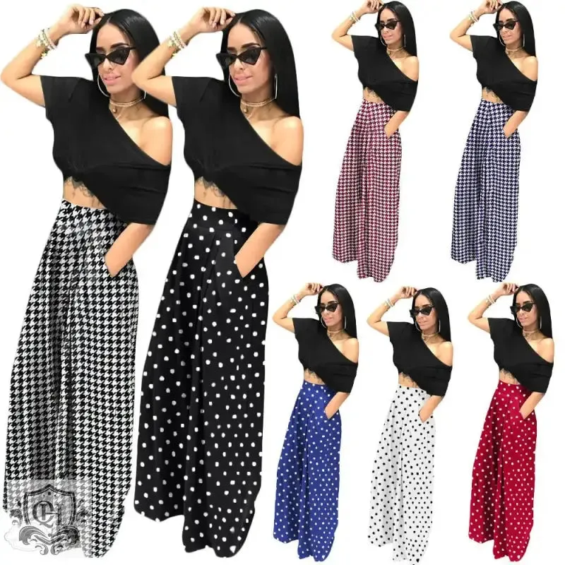 Wide Leg Houndstooth Pants